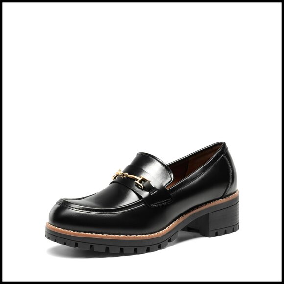 Chunky Platform Loafers Slip-On Comfortable Dressy Business Casual Shoes